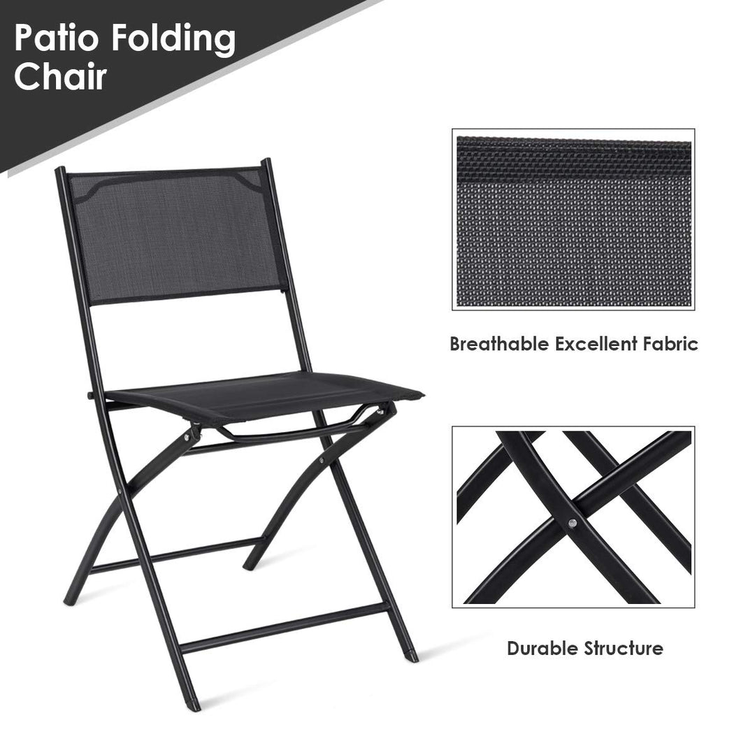 Giantex 4 PCS Folding Patio Chairs, Rust-Proof Steel Frame &amp; Space Saving (Black)
