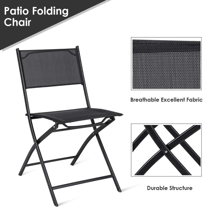 Giantex 4 PCS Folding Patio Chairs, Rust-Proof Steel Frame &amp; Space Saving (Black)