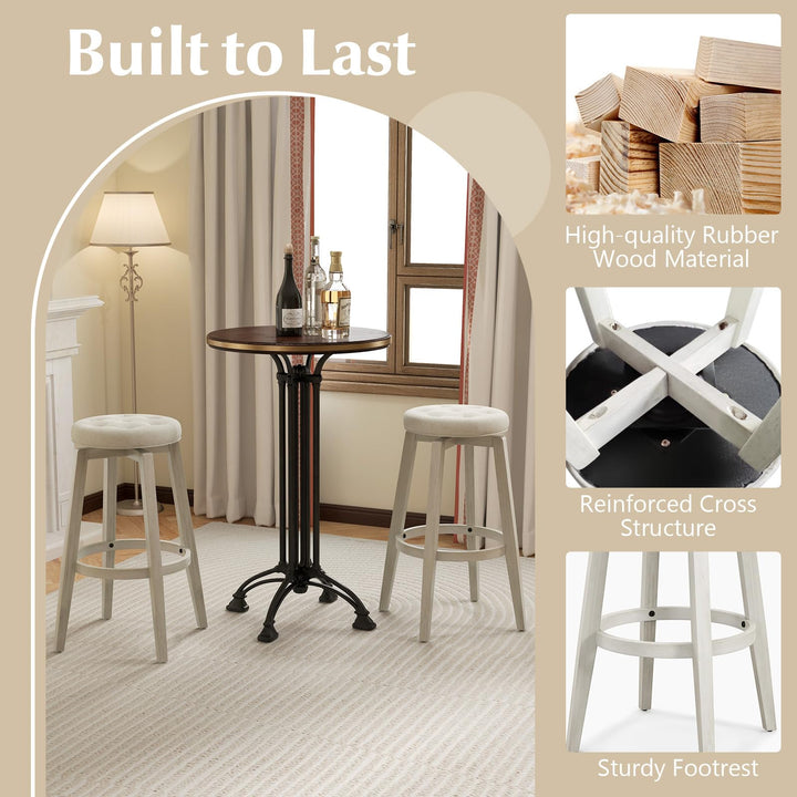 Giantex Swivel Bar Stools Set of 2, 30" Bar Height Stools w/Tufted Seat &amp; Rubber Wood Frame