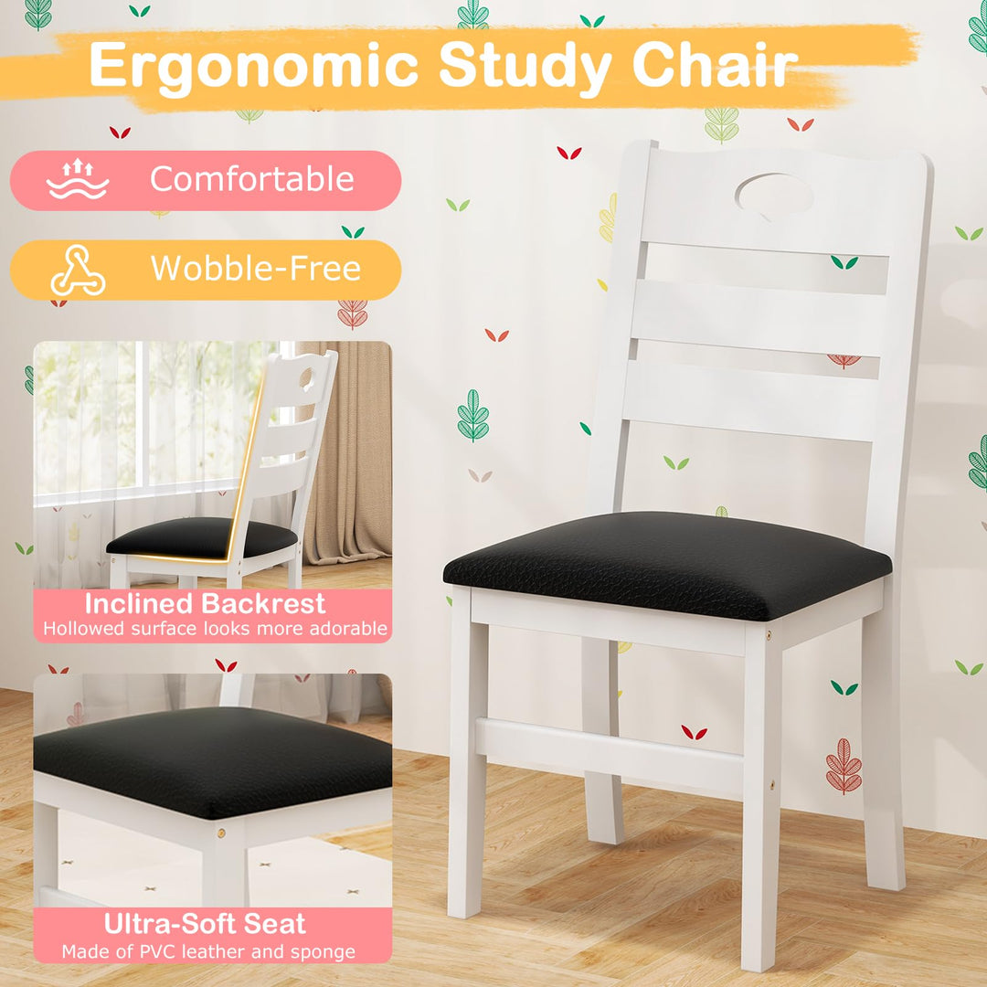 Giantex Twin House Bed with Desk &amp; Chair, Wood Kids Playhouse Bed with 2 Drawers
