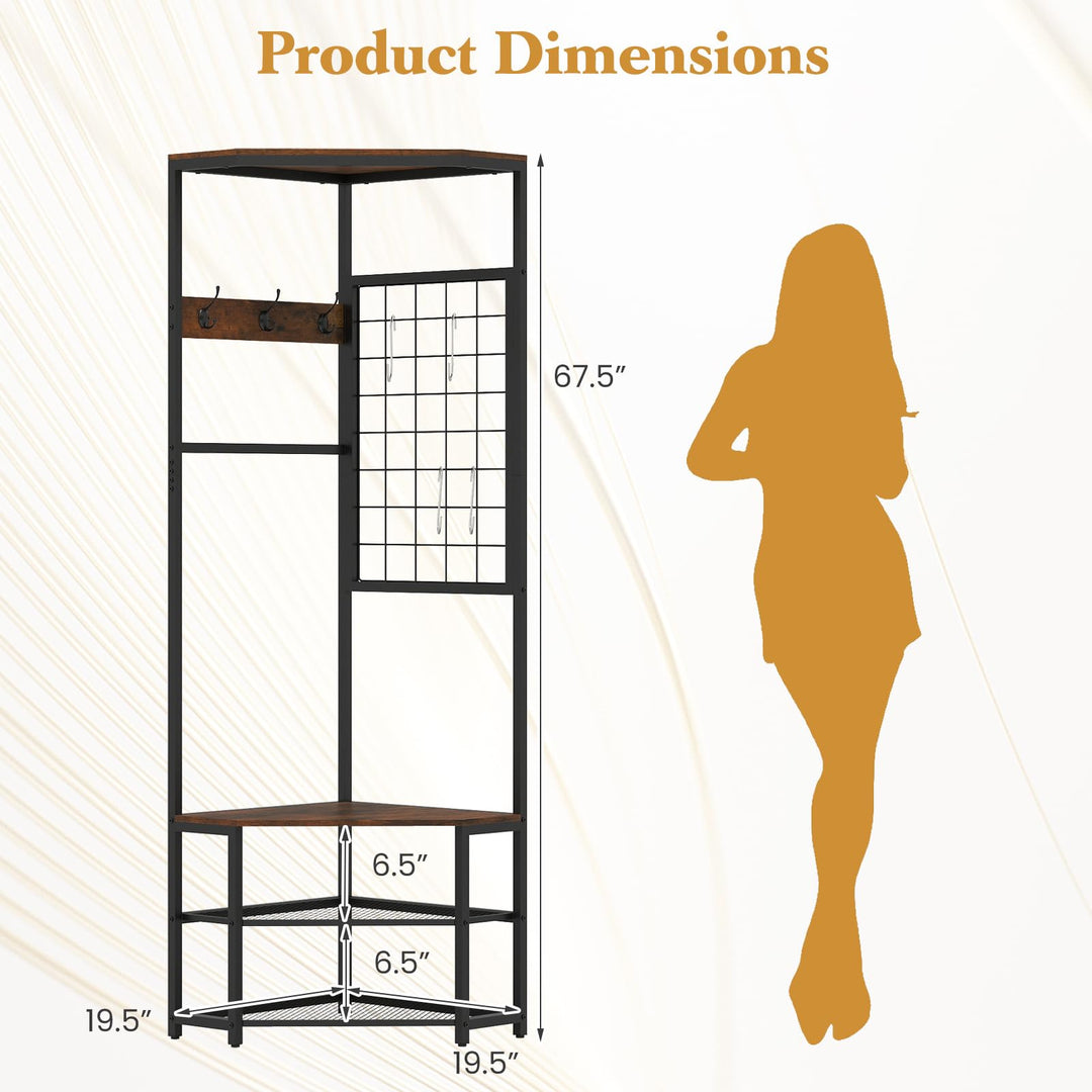 Giantex Corner Hall Tree with Shoe Bench for Entryway