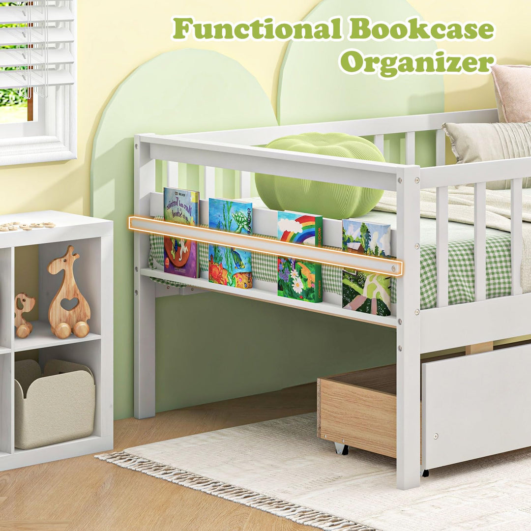 Giantex Twin Daybed with Drawers, Wooden Twin Bed Frame with Side Storage &amp; Slats Support
