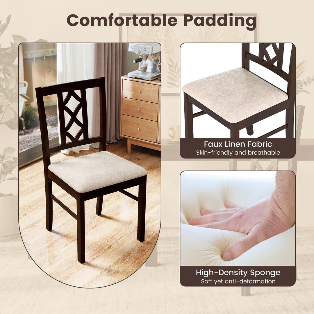Giantex Dining Chairs Set of 2/4 Rubber Wood Dining Room Chairs