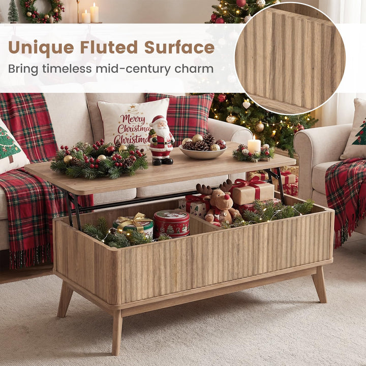 Giantex Lift Top Coffee Table with Storage | 43.5" Mid Century Modern Center Table with Solid Wood Leg &amp; Hidden Compartment