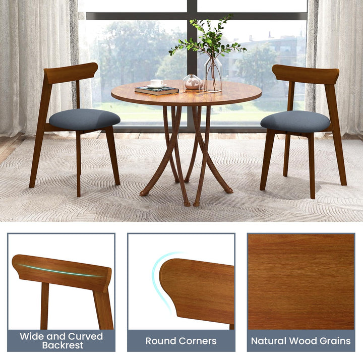 Giantex Wooden Dining Chairs Set, Mid-Century Kitchen Chairs w/Padded Seat &amp; Curved Backrest
