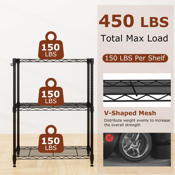 Giantex Storage Shelves Adjustable Wire Shelf Rack w/4 Removable Hooks