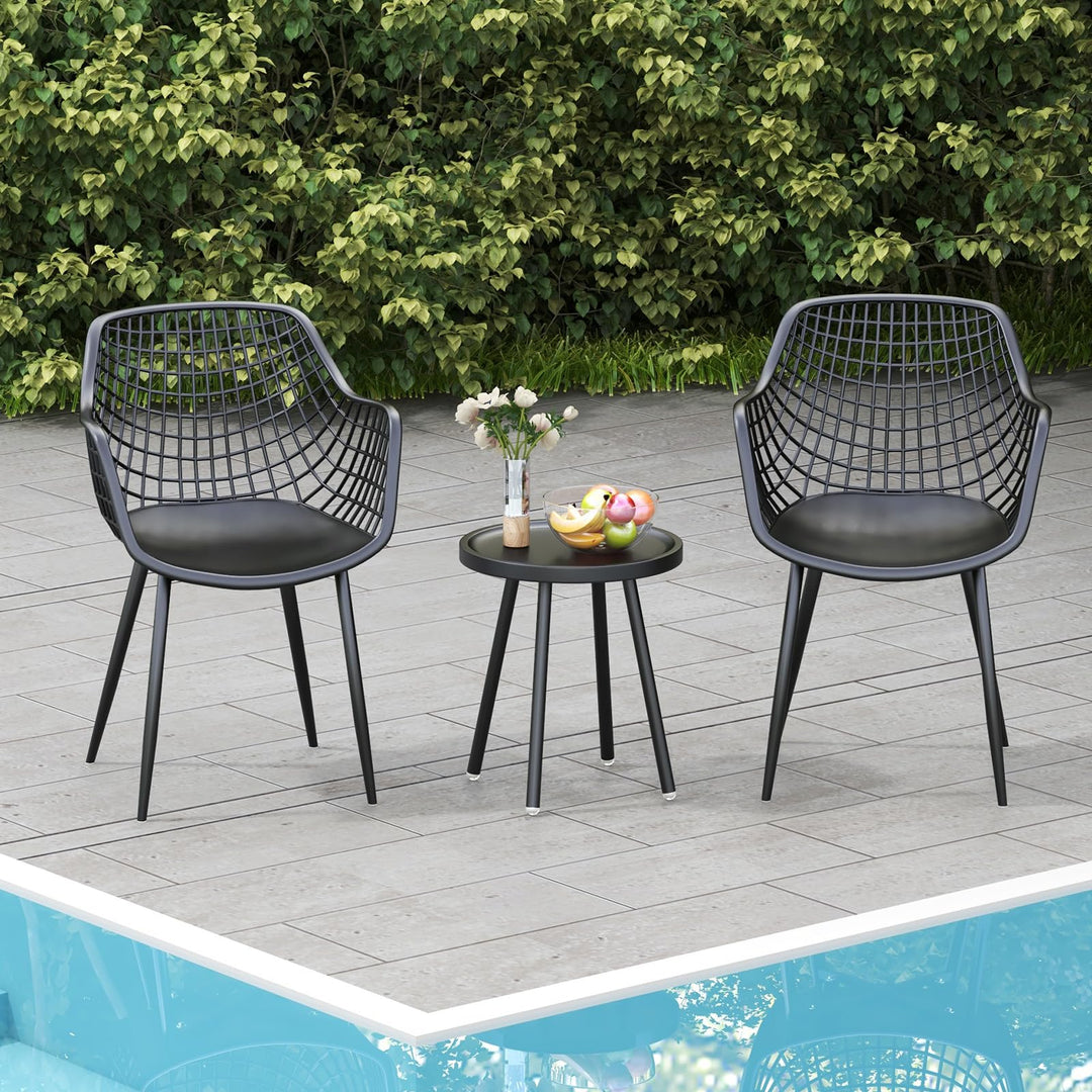 Giantex 3 Piece Patio Furniture Set, Outdoor Bistro Table and Chairs Set of 2, PP Seat &amp; Metal Legs
