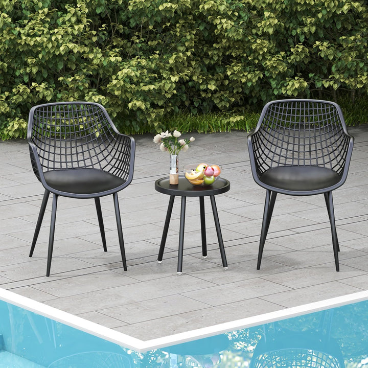 Giantex 3 Piece Patio Furniture Set, Outdoor Bistro Table and Chairs Set of 2, PP Seat &amp; Metal Legs