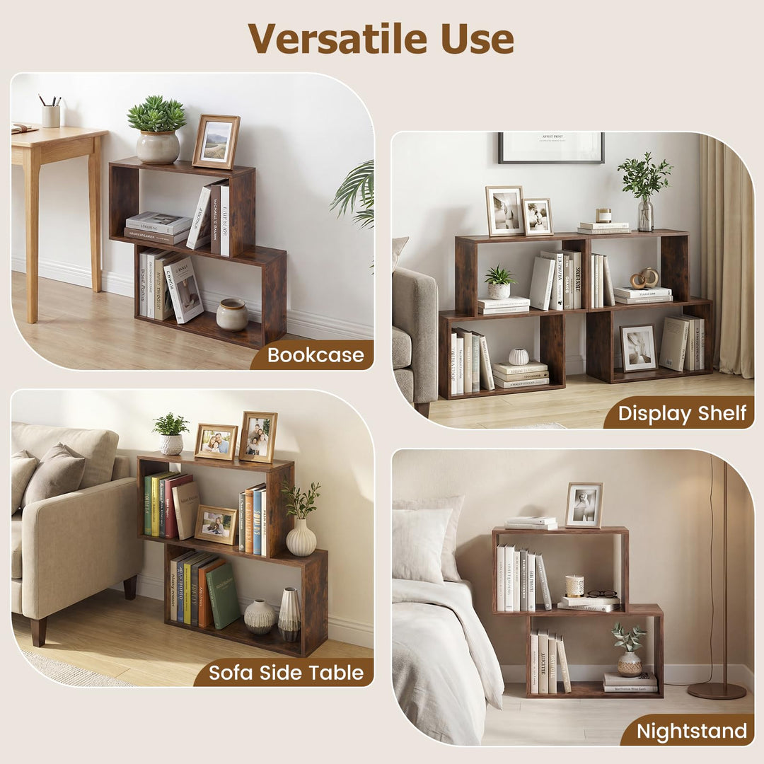 Giantex Geometric Bookcase Side Table with Open Storage