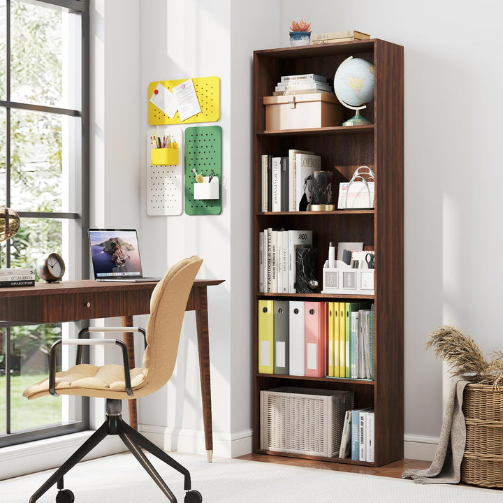 Giantex 5-Tier Bookshelf Freestanding Tall Bookcase with 5 Open Compartments