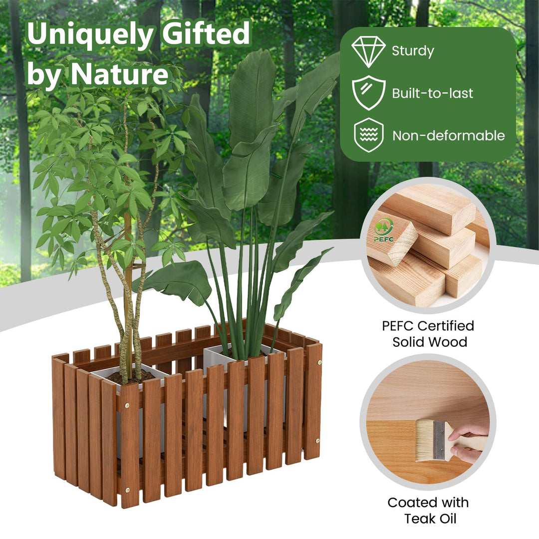 Giantex Slat Style Planter Box Wood Raised Garden Bed for Growing Vegetables Flowers Herbs