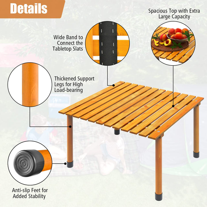 Giantex Portable Camping Table, Folding Picnic Table with Carrying Bag &amp; Roll-up Tabletop