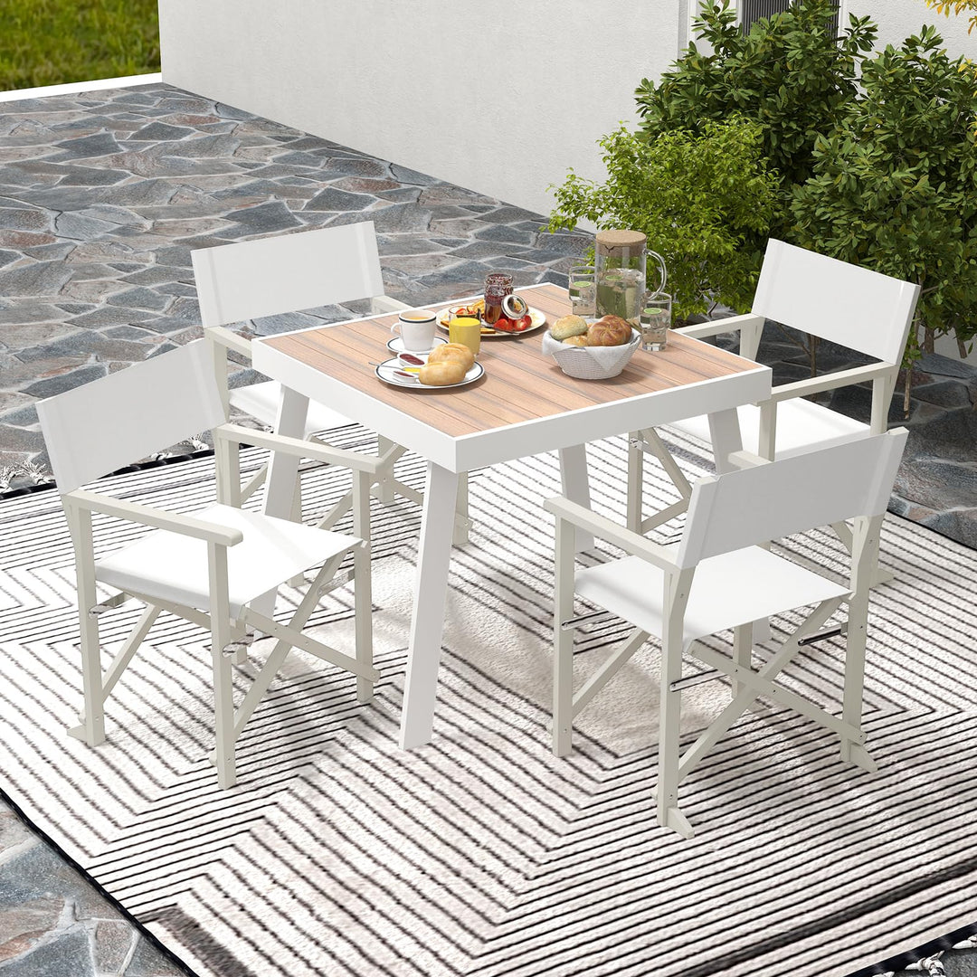 Giantex Set  Folding Director Chairs, Lightweight Patio Camping Chair with Acacia Wood Frame &amp; Oxford Fabric Seat