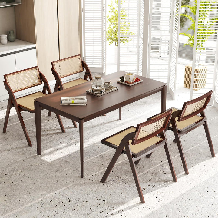 Giantex Folding Dining Chairs Set, Wooden Folding Chair with Rattan Backrest &amp; Seat