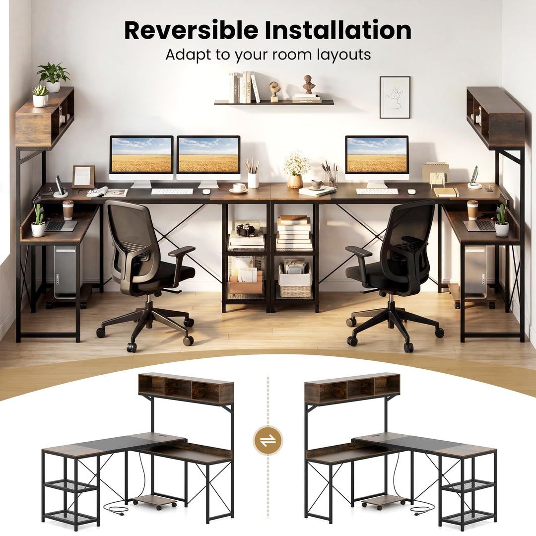 Giantex 62" L-Shaped Computer Desk with Power Outlets