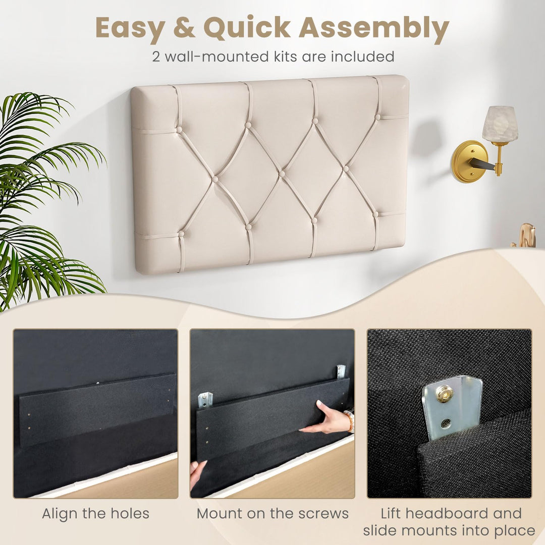 Giantex Upholstered Headboard for Twin/Twin XL Size Bed, Wall Mounted Twin Headboard Only