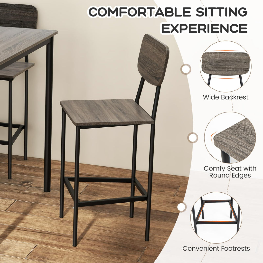 Giantex 5-Piece Dining Table Set W/Counter Height Table &amp; 4 Bar Stools