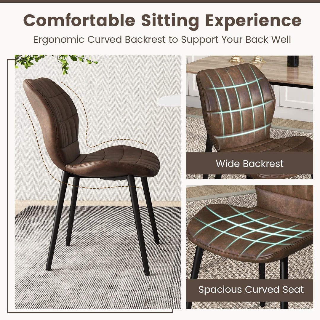Giantex Upholstered Dining Chairs, Mid Century Retro Kitchen Chairs w/Padded Back &amp; Seat