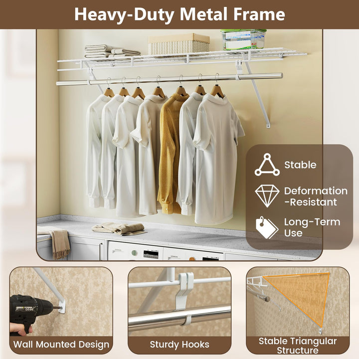 Giantex 4 ft x 12” Metal Wire Storage Shelf &amp; Clothes Rod Organizer