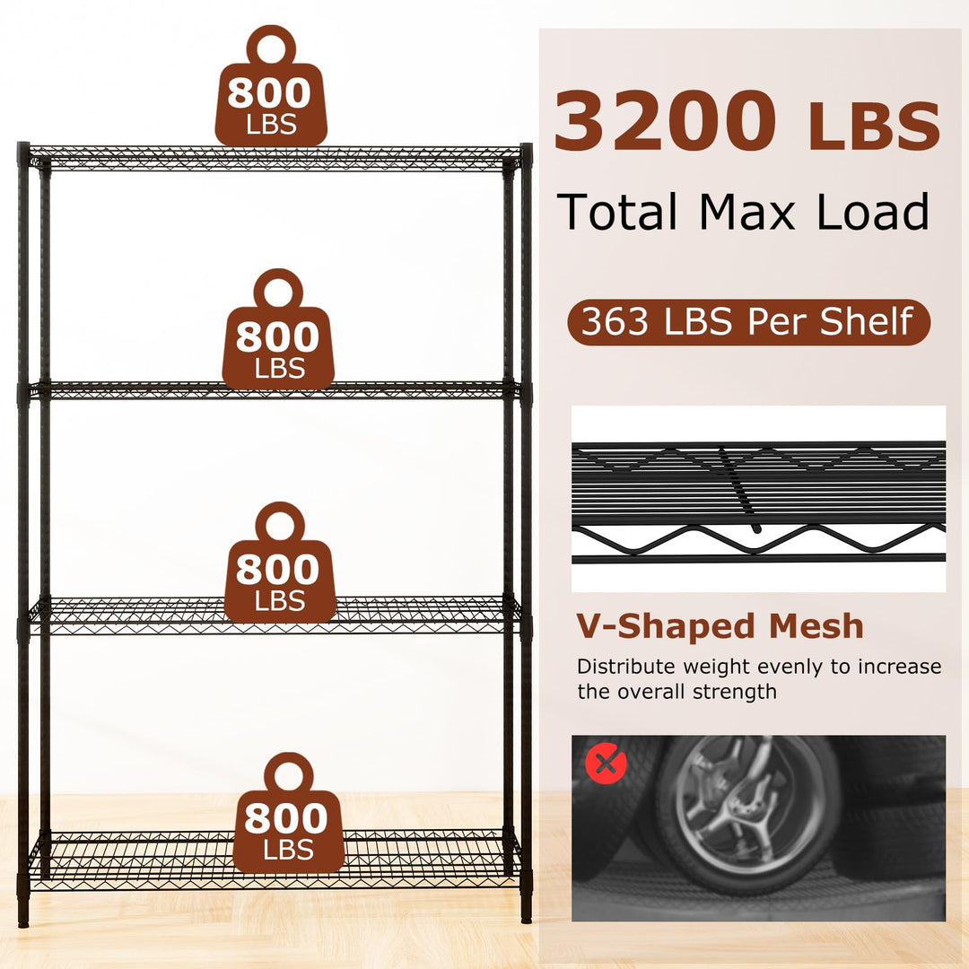 Giantex 4-Tier Metal Storage Shelving Unit with V-Shaped Wire Rack