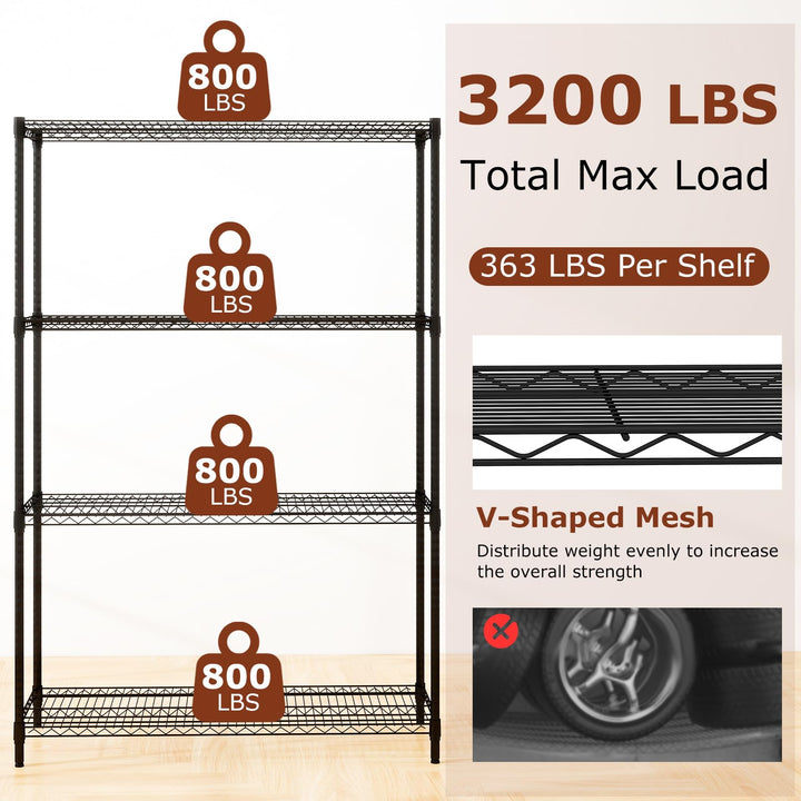 Giantex 4-Tier Metal Storage Shelving Unit with V-Shaped Wire Rack
