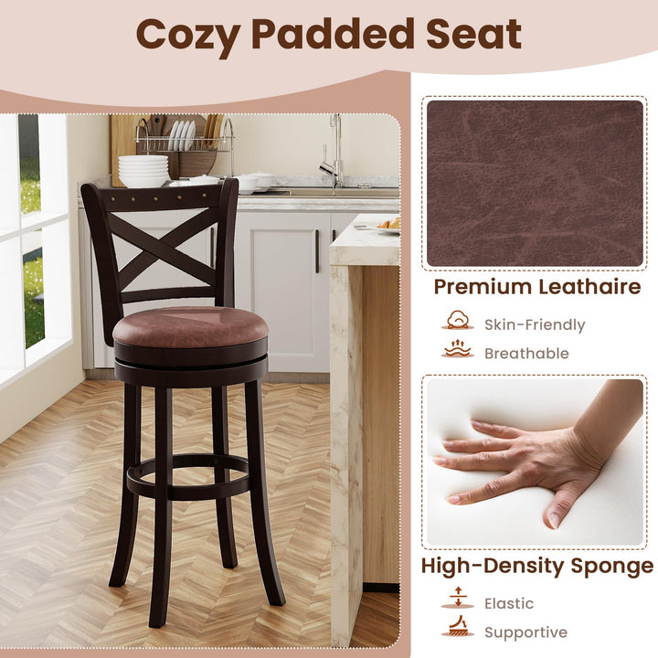 Giantex 30" Swivel Bar Stools with Footrest &amp; Rubber Wood Frame