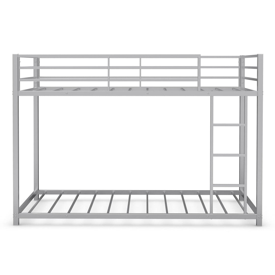 Giantex Metal Bunk Bed Twin Over Twin, Low Profile Bunk Bed Frame with Ladder &amp; Full Length Guardrail
