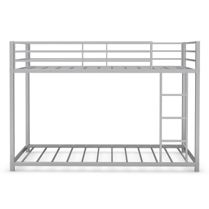 Giantex Metal Bunk Bed Twin Over Twin, Low Profile Bunk Bed Frame with Ladder &amp; Full Length Guardrail