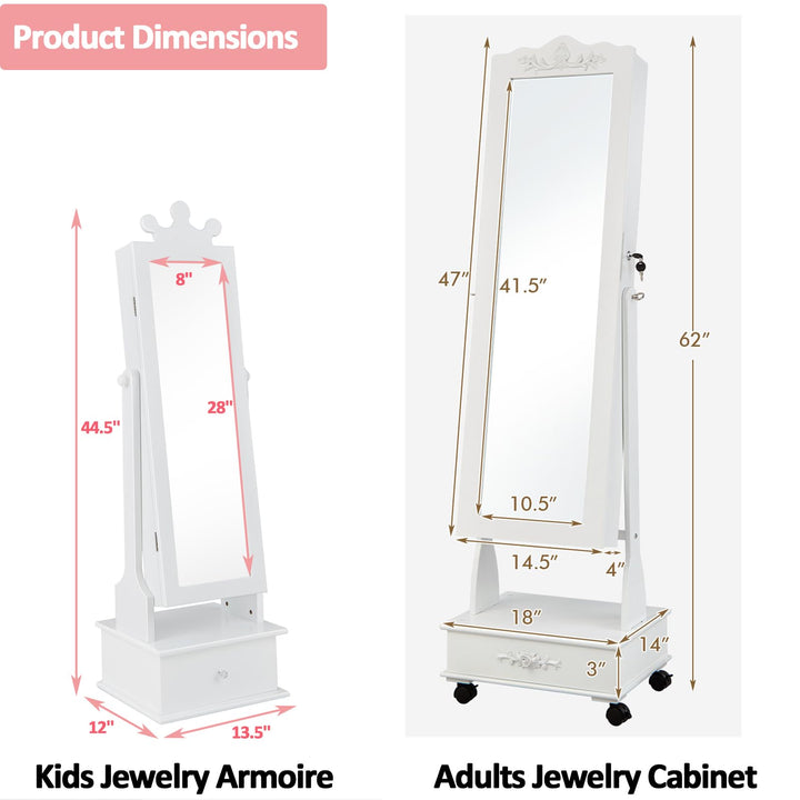 CHARMAID Kids Jewelry Armoire &amp; Adult Jewelry Cabinet Set
