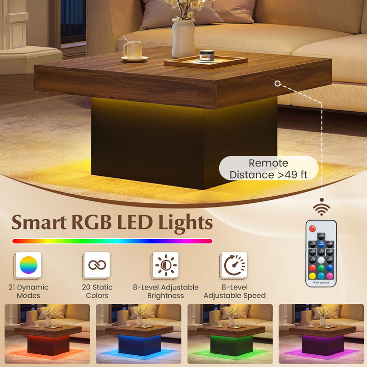 Giantex LED Coffee Table with Remote for Living Room