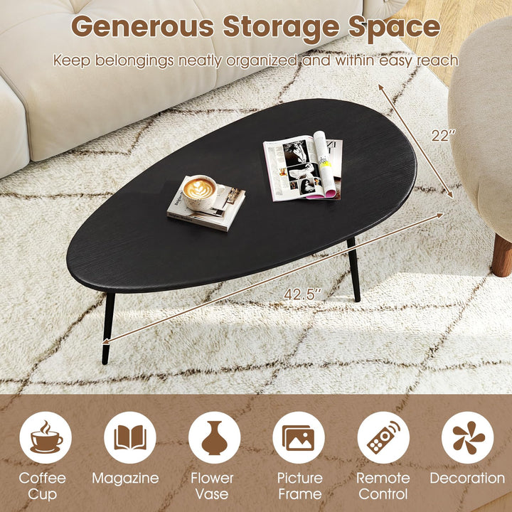 Giantex Oval Coffee Table | Mid Century Modern Center Table with Sturdy Metal Frame and Compact Design