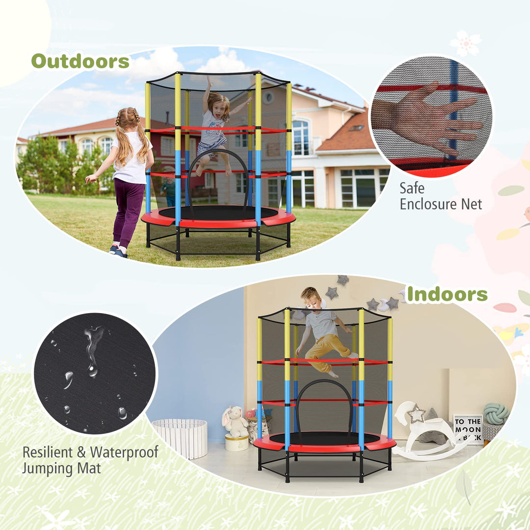 Giantex 55" Kids Trampoline with Safety Enclosure Net