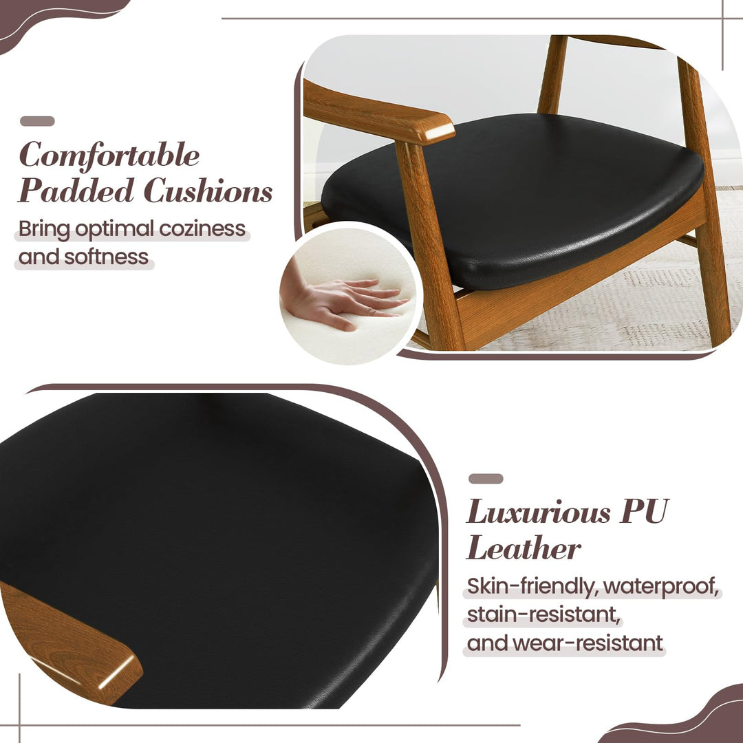 Giantex Wooden Dining Chairs Set of 2/4, PU Leather Upholstered Kitchen Chairs w/Padded Seat &amp; Back