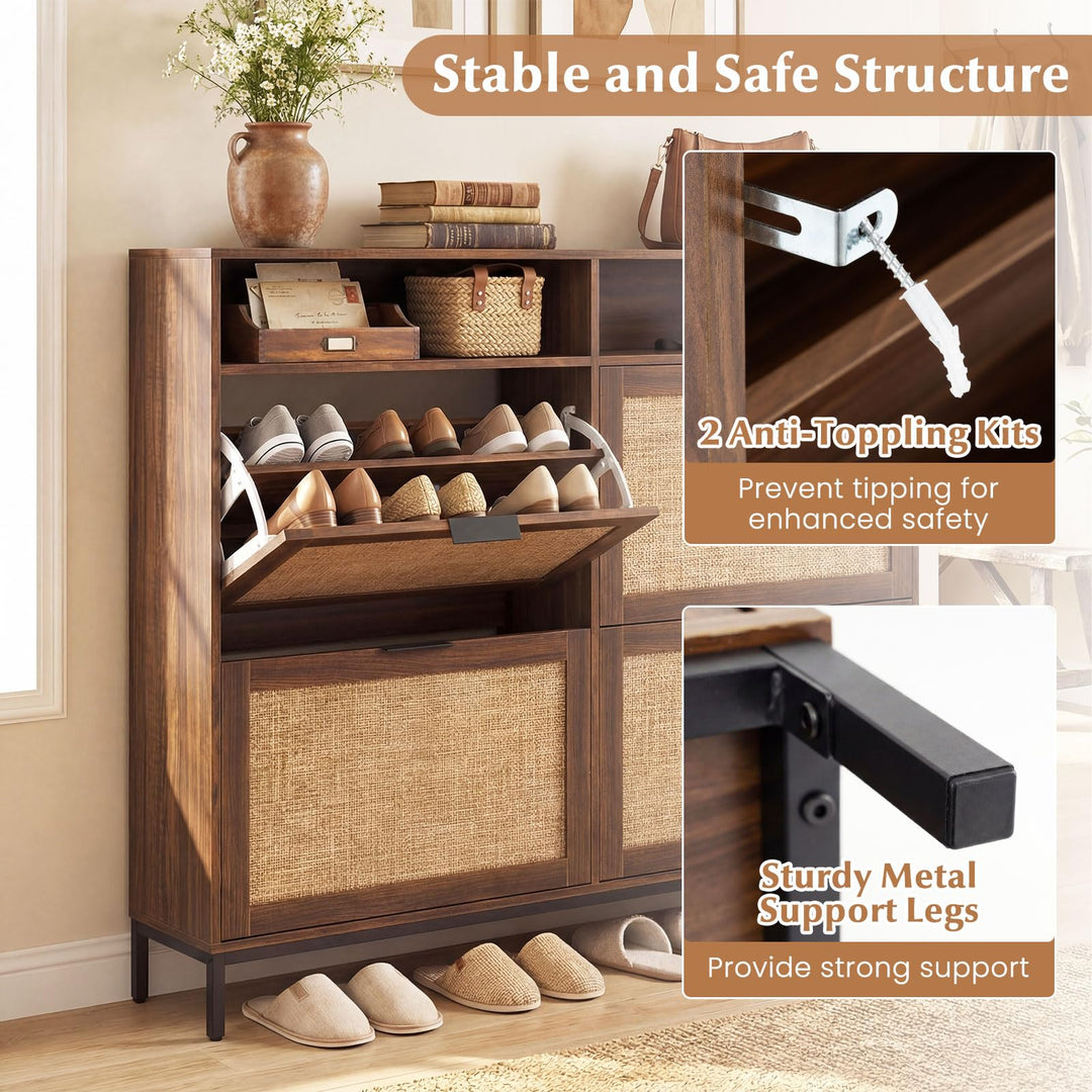 Giantex Large Shoe Storage Cabinet w/ 4 Flip Drawers