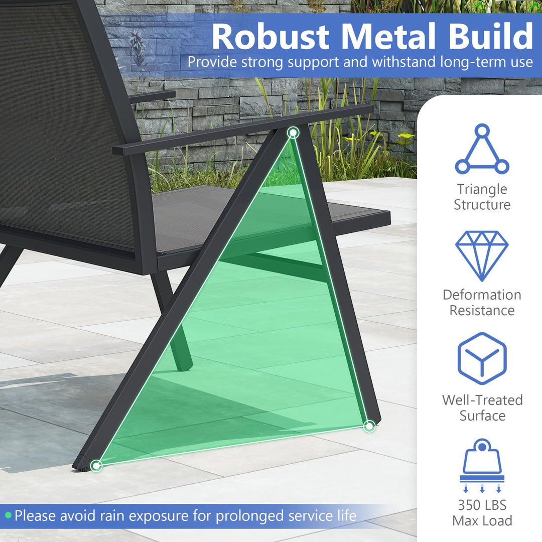 Giantex All Weather Outdoor Dining Chairs w/Sturdy Metal Frame &amp; Breathable Seat Back