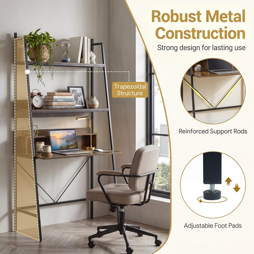 Giantex 3-Tier Ladder Computer Desk | Bookcase Stand Shelf with Storage Shelves and Metal Frame