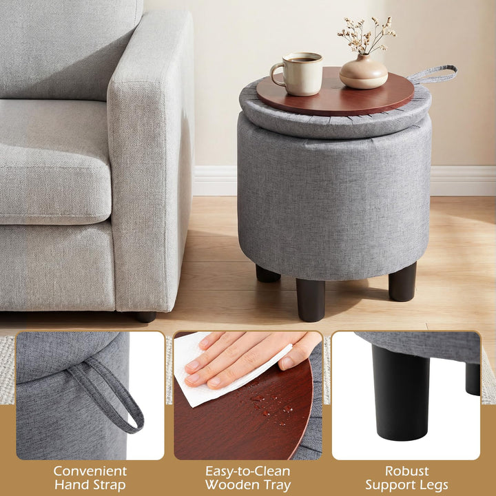 Giantex Round Ottoman with Storage
