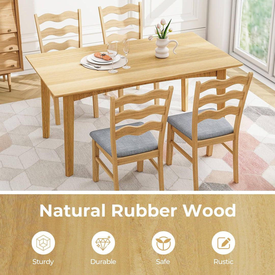 Giantex Wooden Dining Chairs Set of 2/4, Rubber Wood Kitchen Chair with Padded Seat &amp; Hollowed Backrest