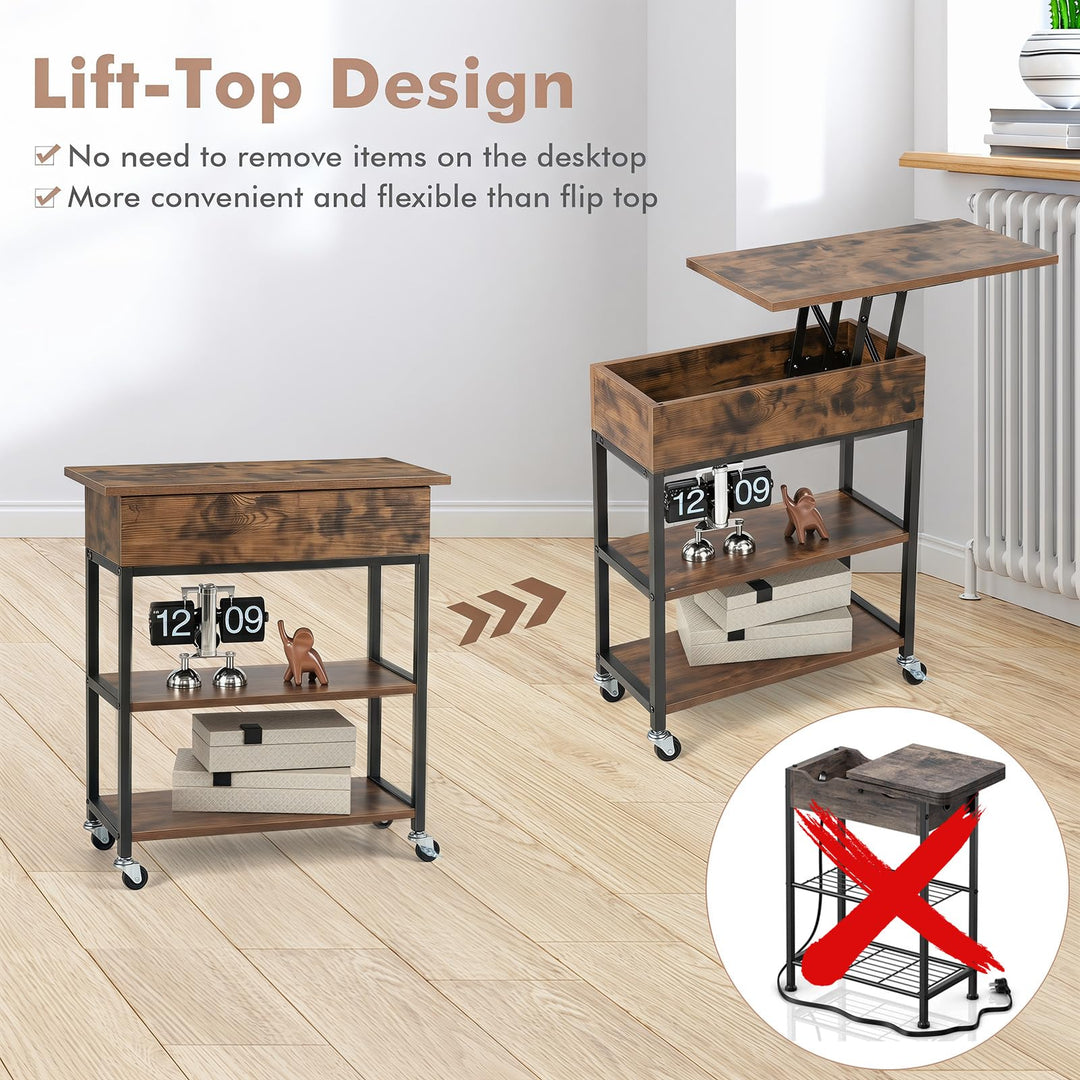 Giantex End Table with Charging Station - Lift Top Narrow Side Table (1/2)