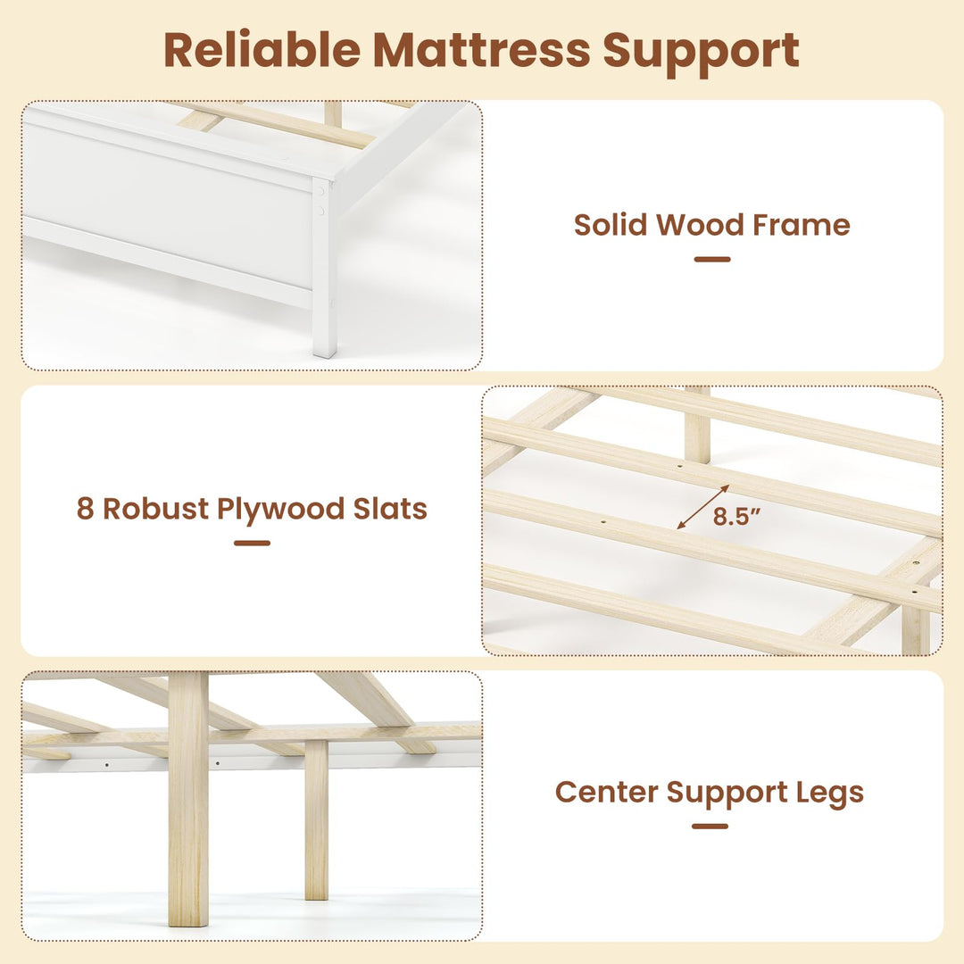 Giantex Queen/Twin/King/Full Size Wooden Bed Frame with Headboard