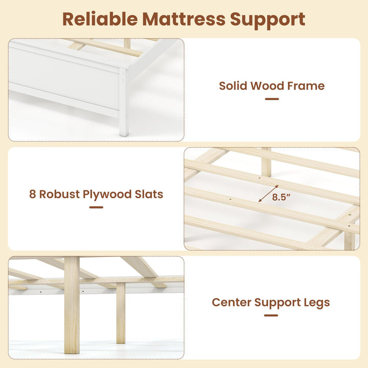 Giantex Queen/Twin/King/Full Size Wooden Bed Frame with Headboard