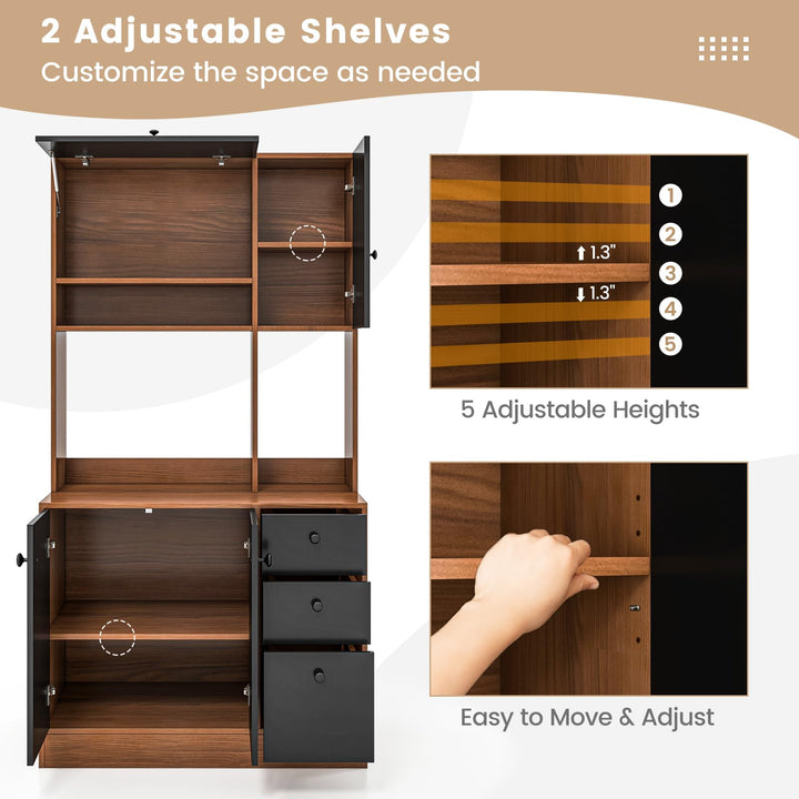 Giantex Kitchen Pantry, Buffet Hutch with 3 Storage Cabinet, 71&