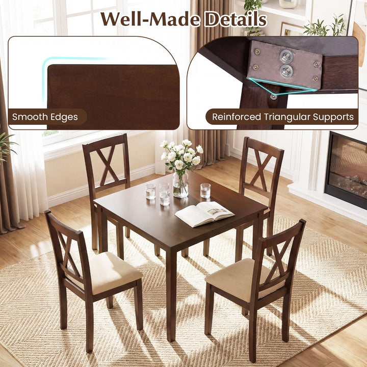 Giantex 35.5" Square Kitchen Table with Solid Rubber Wood Legs  for 4