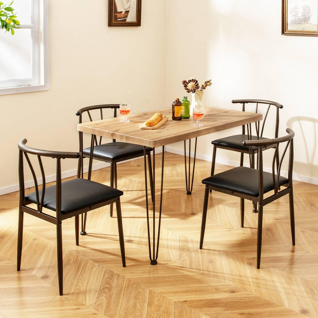 Giantex 5-Piece Dining Table Set | 43-Inches Rectangular Kitchen Table &amp; 4 Armless Chairs with Upholstered Seat