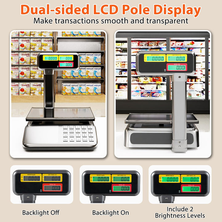 Giantex 88lb/40kg Price Computing Scale w/Pole &amp; Dual LCD Display