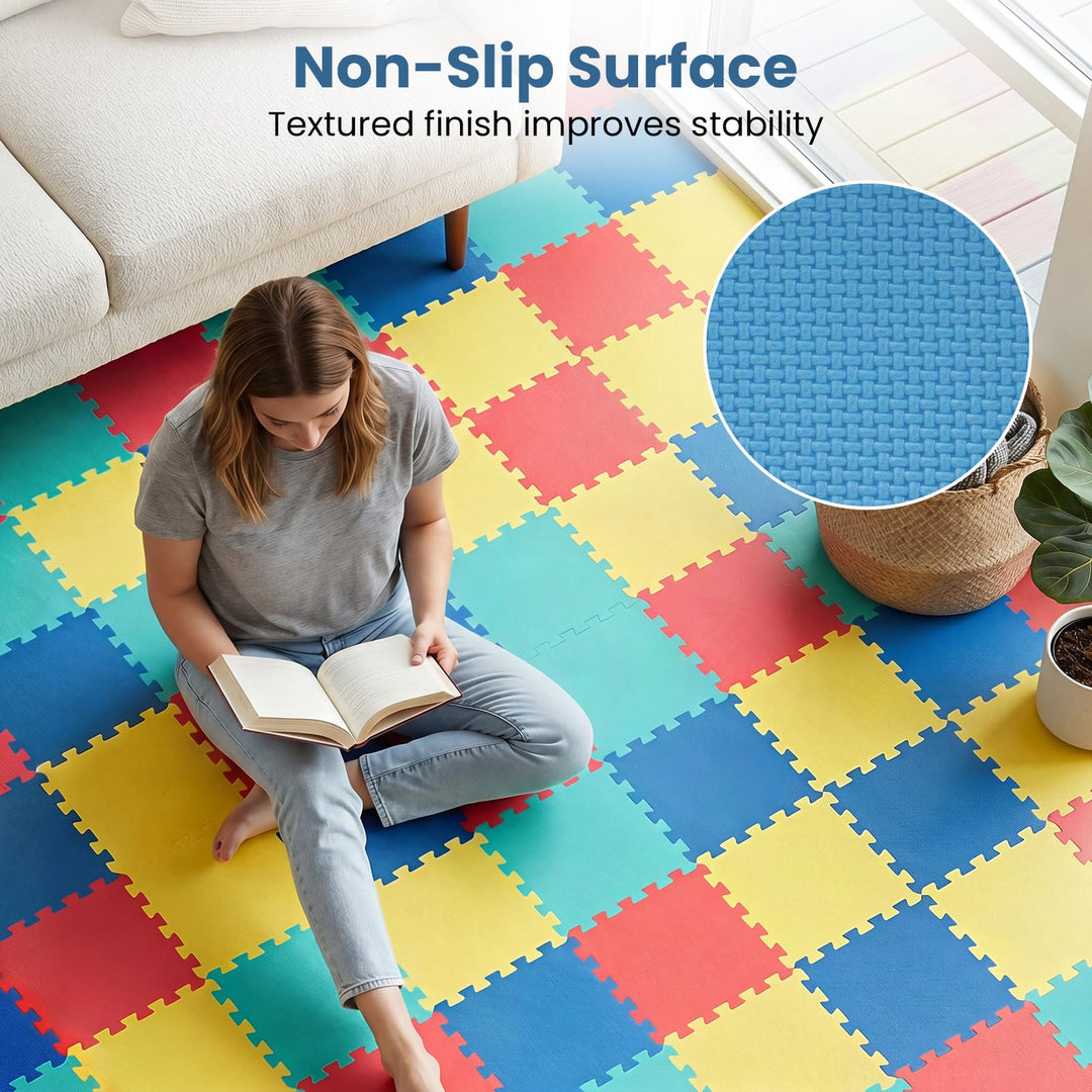Giantex Interlocking Exercise Mat | 0.4" Thick Non-Slip Puzzle Workout Mats