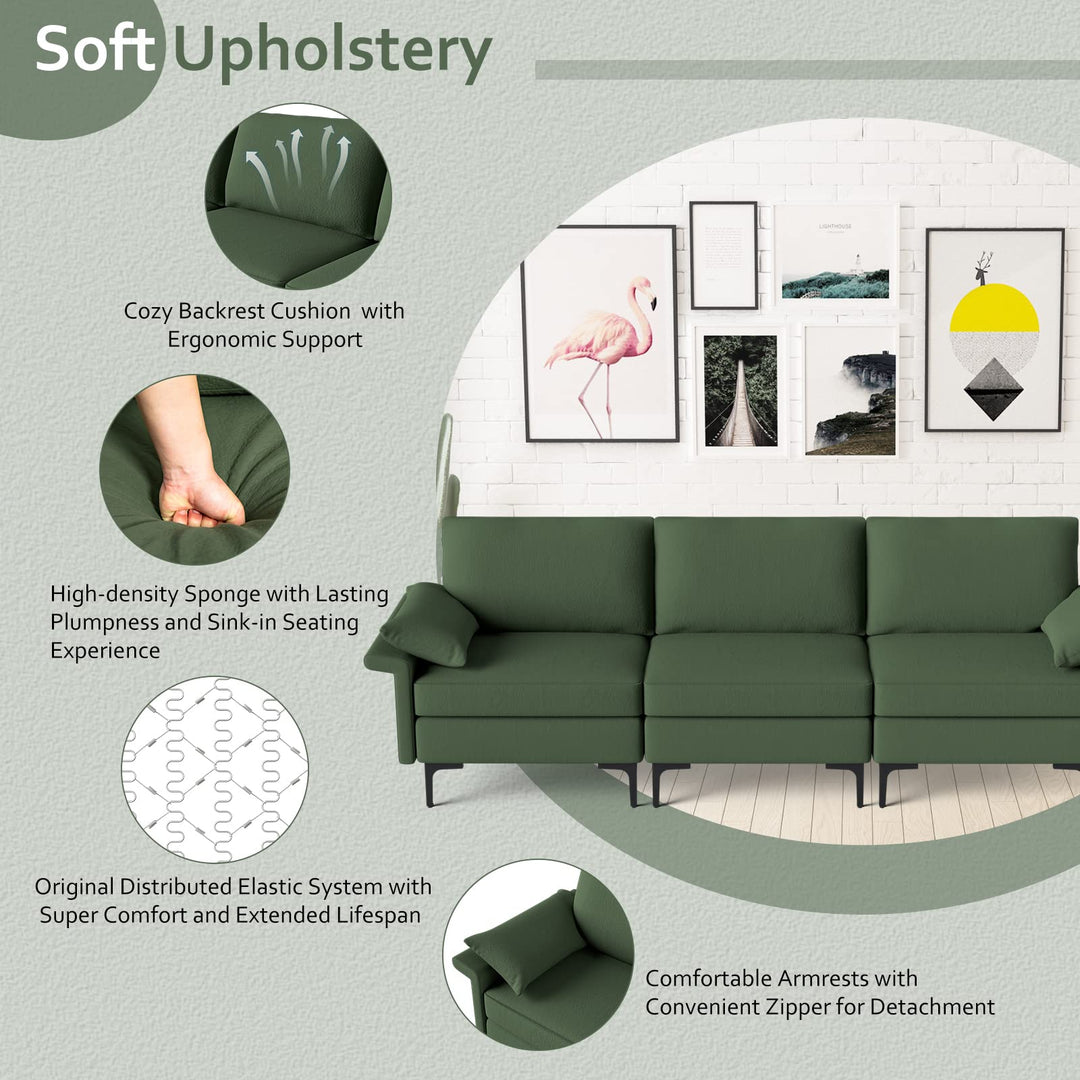 Giantex 3-Seat Sectional Sofa Couch, 100.5" L Convertible Sleeper with USB Port &amp; Outlet