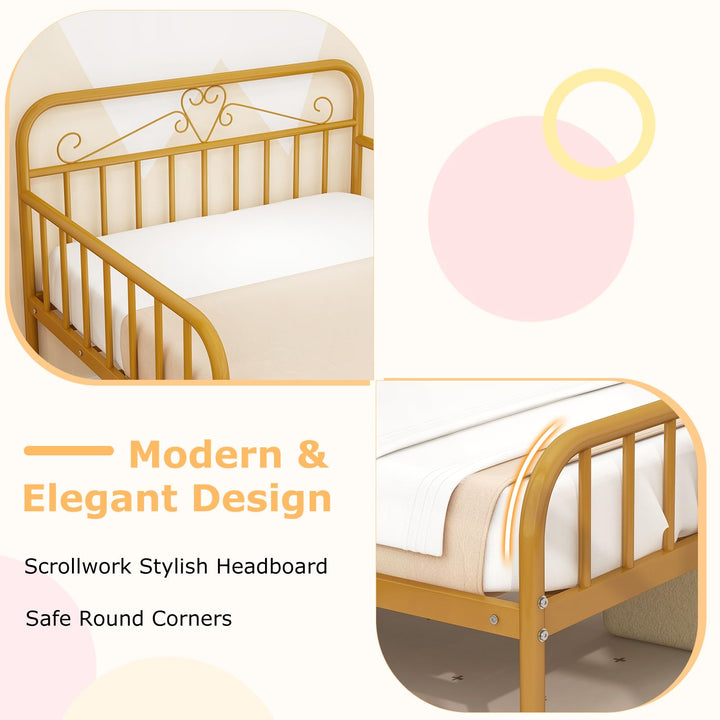 Giantex Metal Twin Bed Frames for Kids, Heavy Duty Metal Platform Bed Frame with Headboard &amp; Safety Guardrails