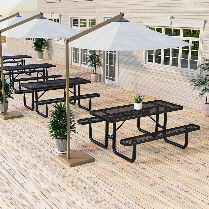 Giantex 72” Picnic Table, Large Outdoor Table &amp; Bench Set for 8