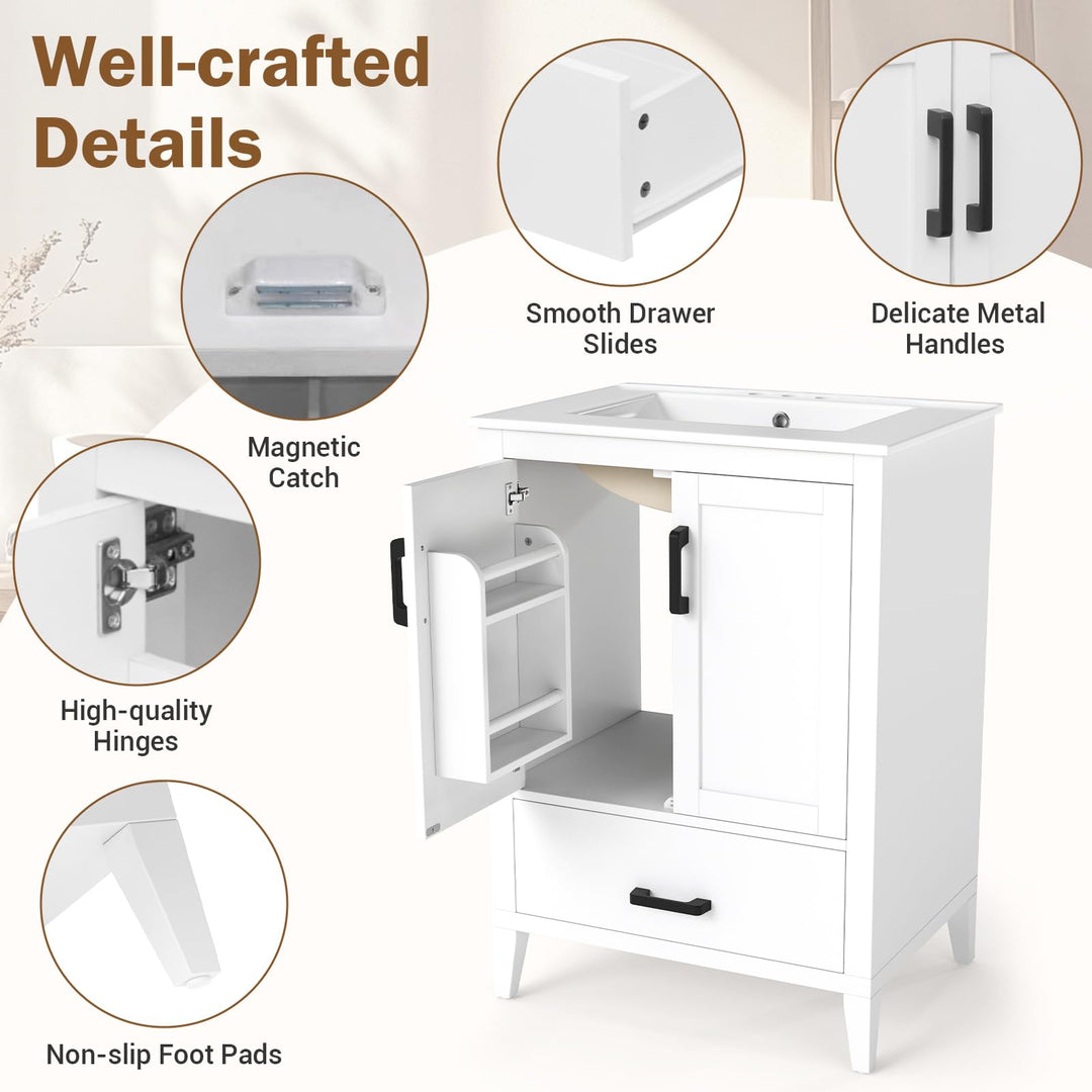 Giantex 24.5" Bathroom Vanity with Ceramic Sink Combo
